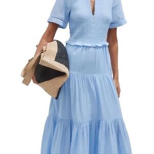 Light Blue Tiered V-Neck Maxi Dress me+Em medium